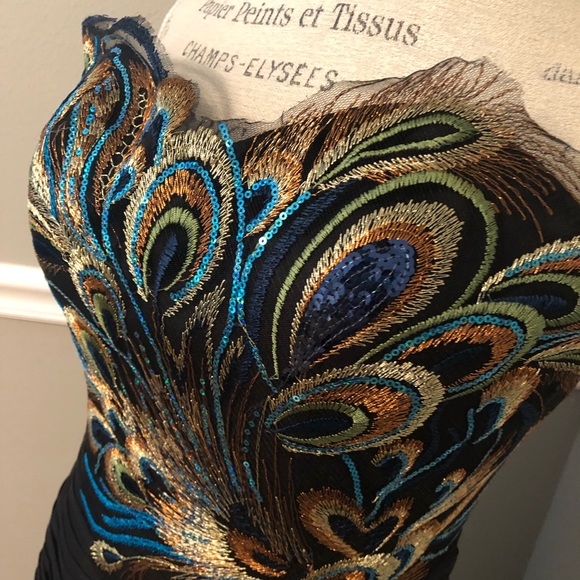 Jovani Dresses & Skirts - JOVANI COUTURE BLACK PEACOCK BALL GOWN